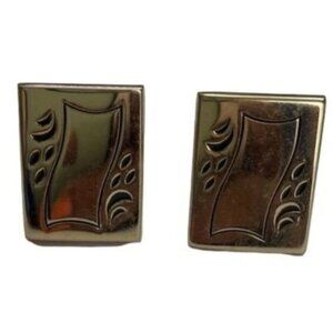 Victorian Mens Cuff Links Etch Ornate Design Gold Tone Antique